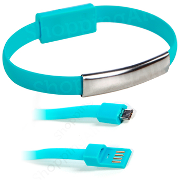 Karkötő töltő kábel, USB – micro USB, kék