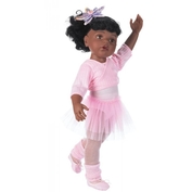 Balettos Hannah, afro-amerikai GÖTZ baba, barna szemű, fekete hajú, 50 cm magas