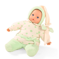  Baby Pure GÖTZ baba (2015), almás ruhában, kék szemű, 33 cm magas 